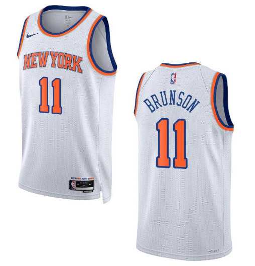Men%27s New York Knicks #11 Jalen Brunson White Stitched Basketball Jersey Dzhi